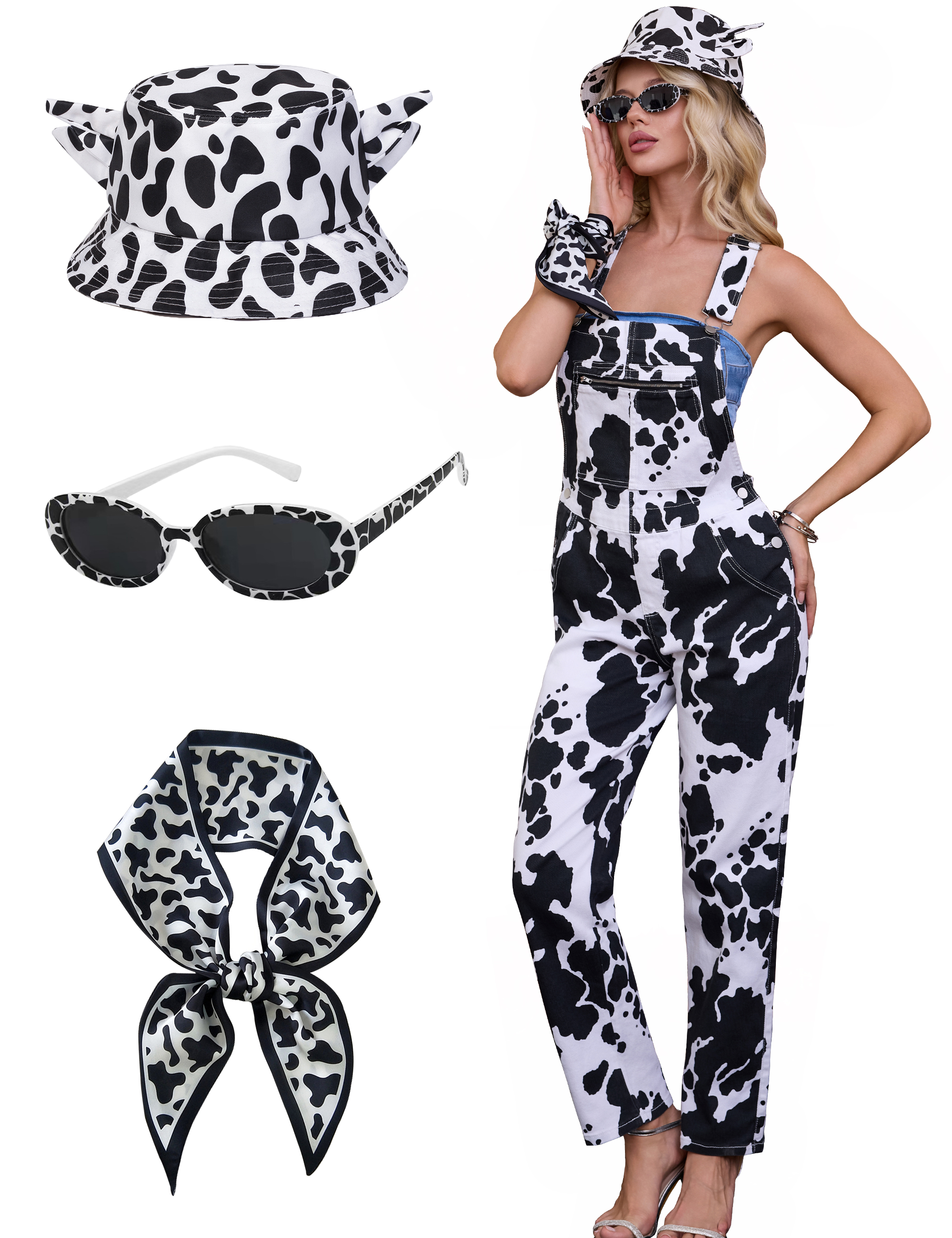 4 Pcs Festival Outfits Overalls for Women
