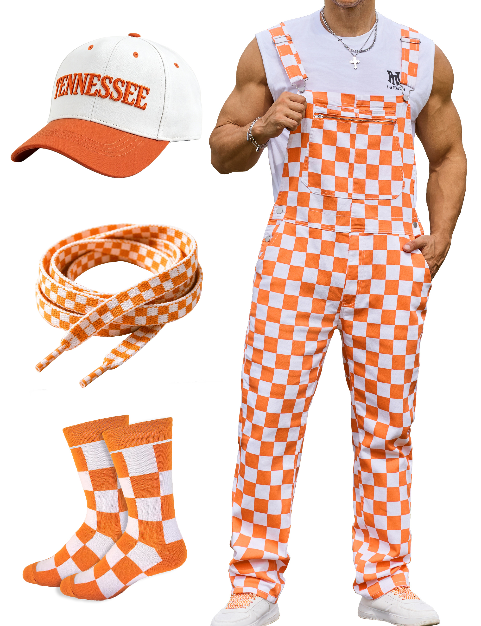 4 Pcs Festival Outfits Overalls for Men Holiday Gifts