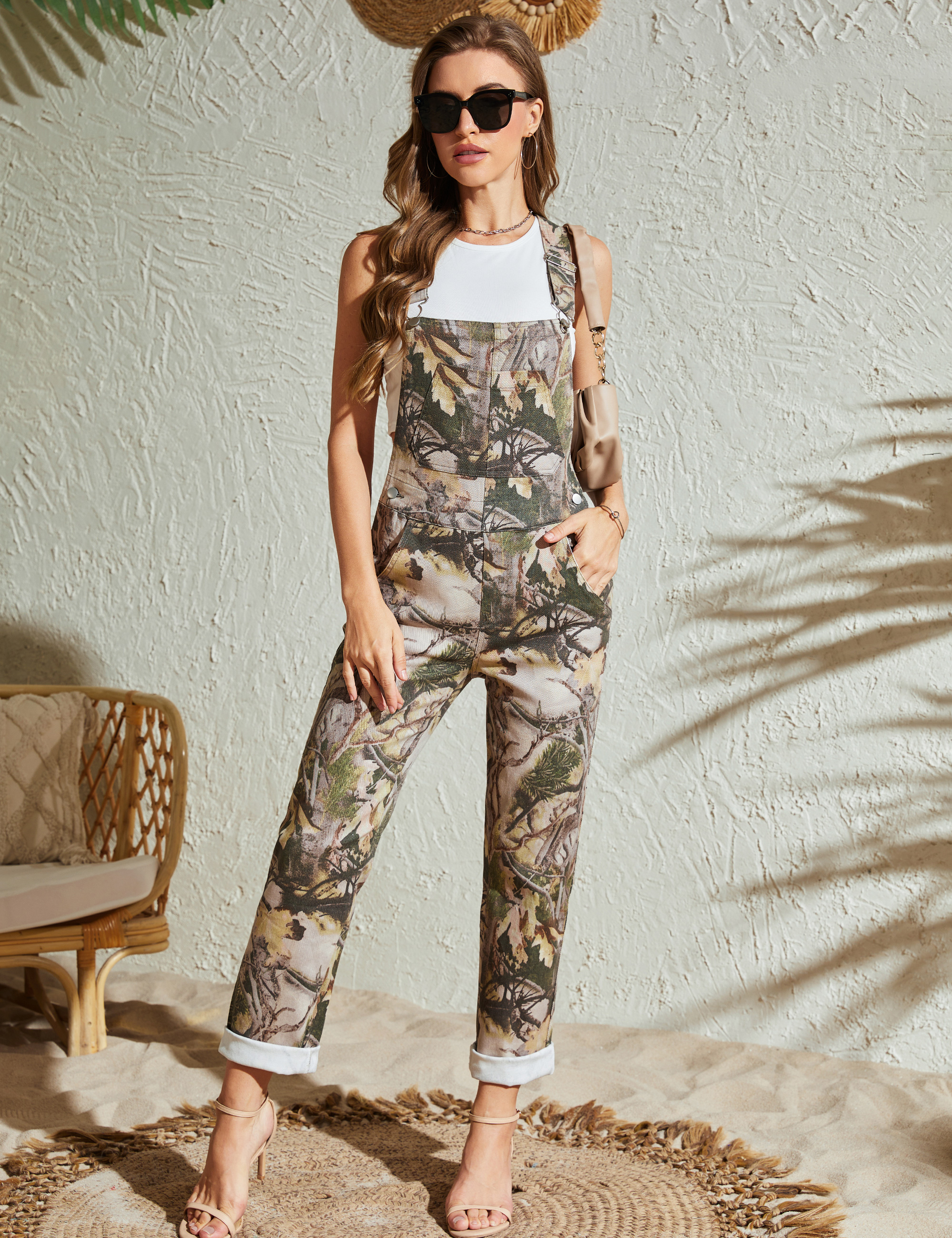 Camo Jumpsuit for Women Bib Overall Camouflage Coveralls