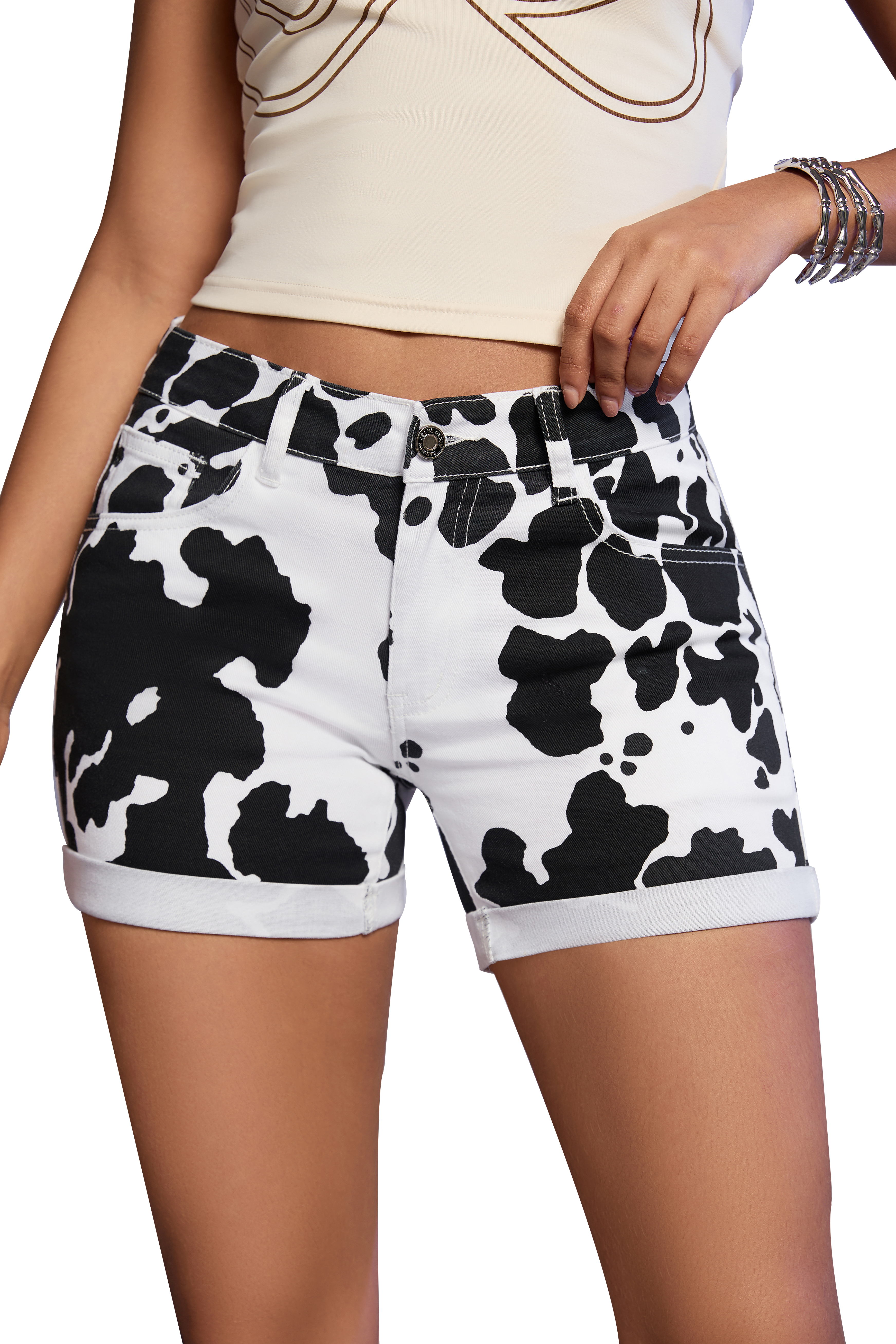 Jean Shorts for Women 4" Jorts Cow print Festival Outfits
