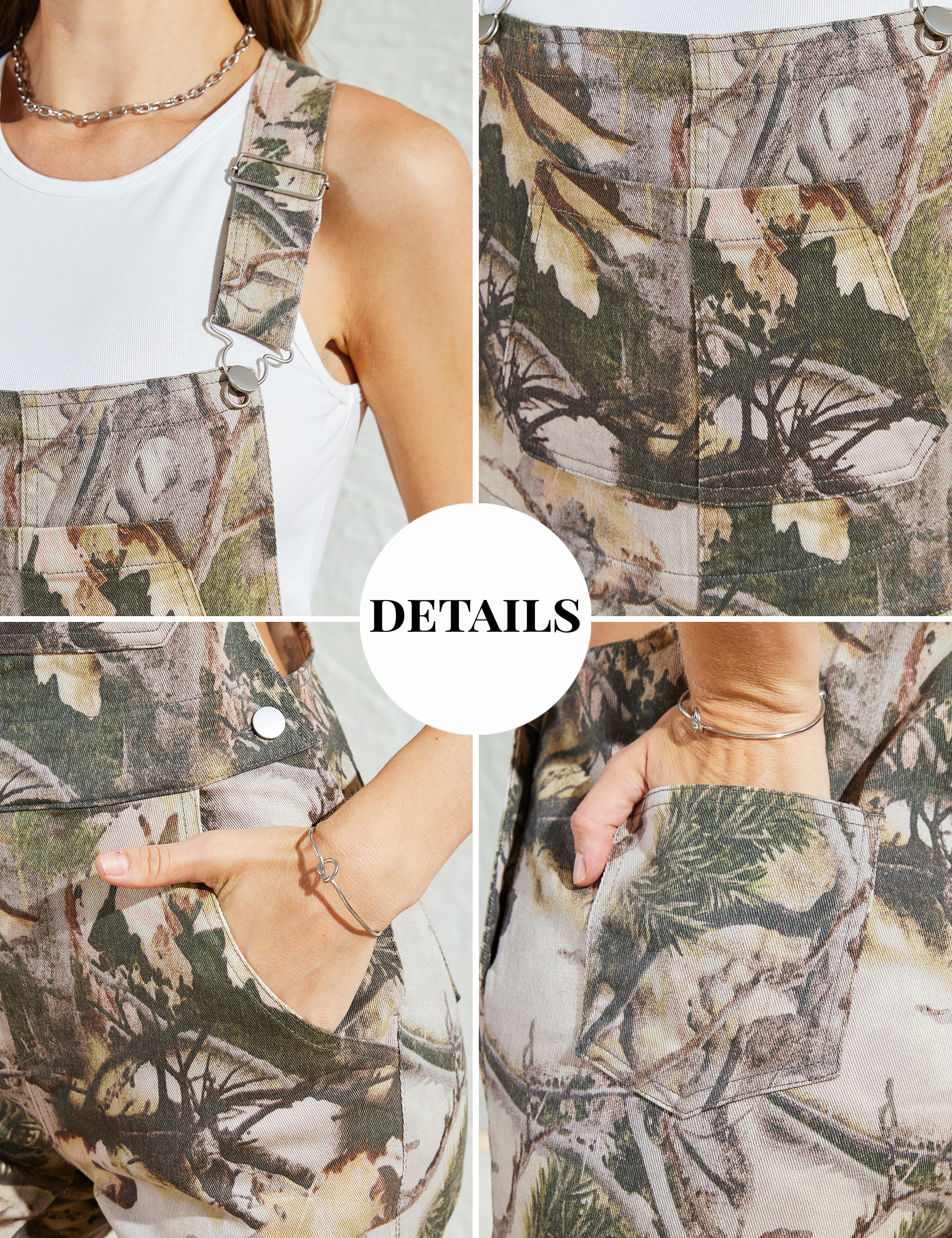 Camo Jumpsuit for Women Bib Overall Camouflage Coveralls