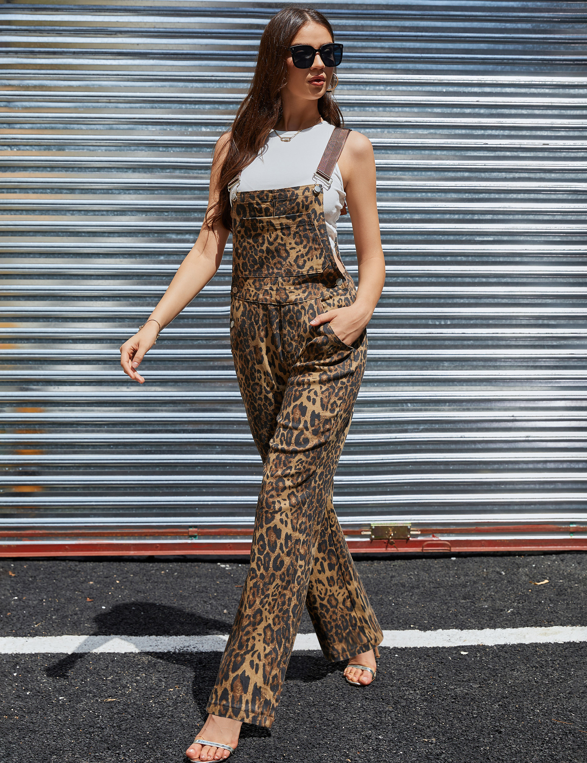 Overalls for Women Straight Leg Jumpsuit Print Bib Coverall