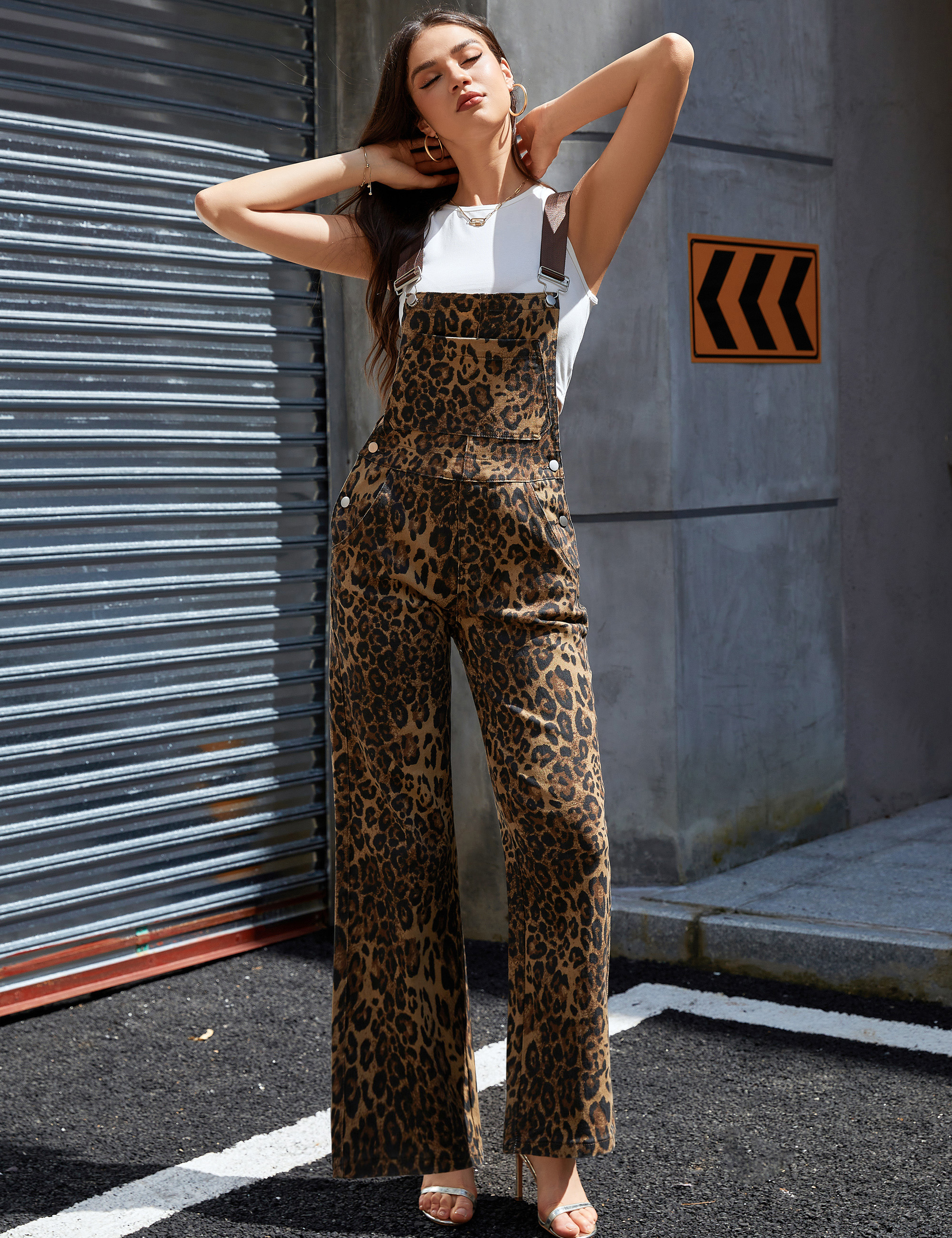 Overalls for Women Straight Leg Jumpsuit Print Bib Coverall