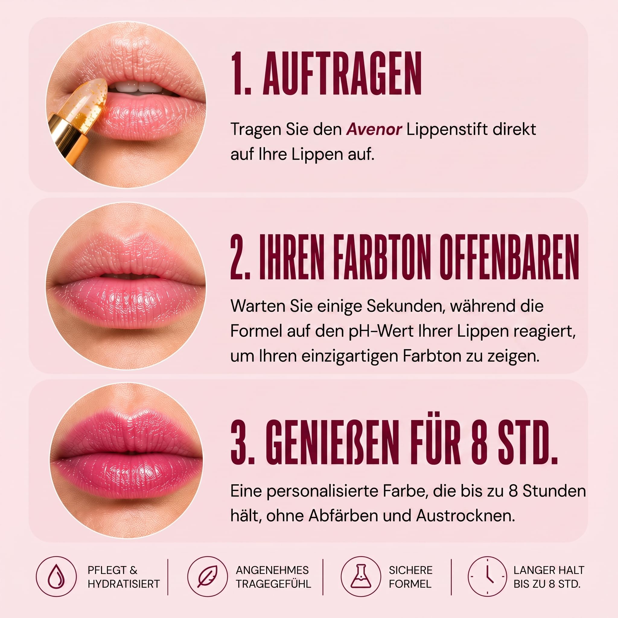 brenivo lippenstift, 2pcs pH Farbwechsel Lip Balm für Feuchtigkeit