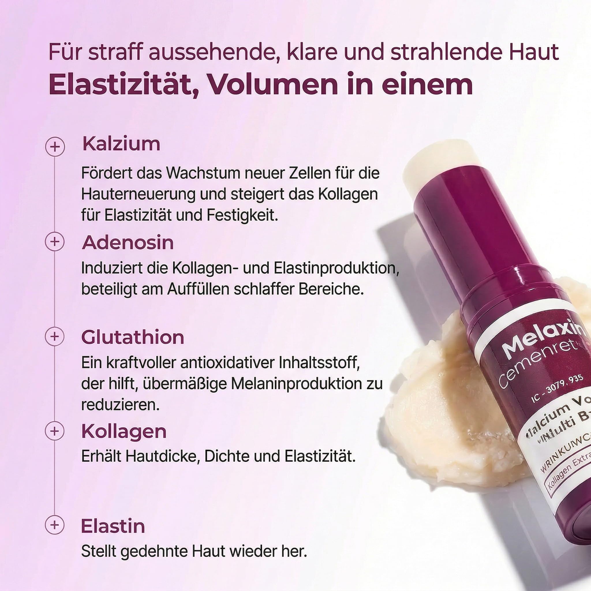 DrMelaxinn Calcium Balm Stick, Multi Balm Stick Anti-Falten Feuchtigkeitscreme mit Kalzium für Gesicht und Augenpartie