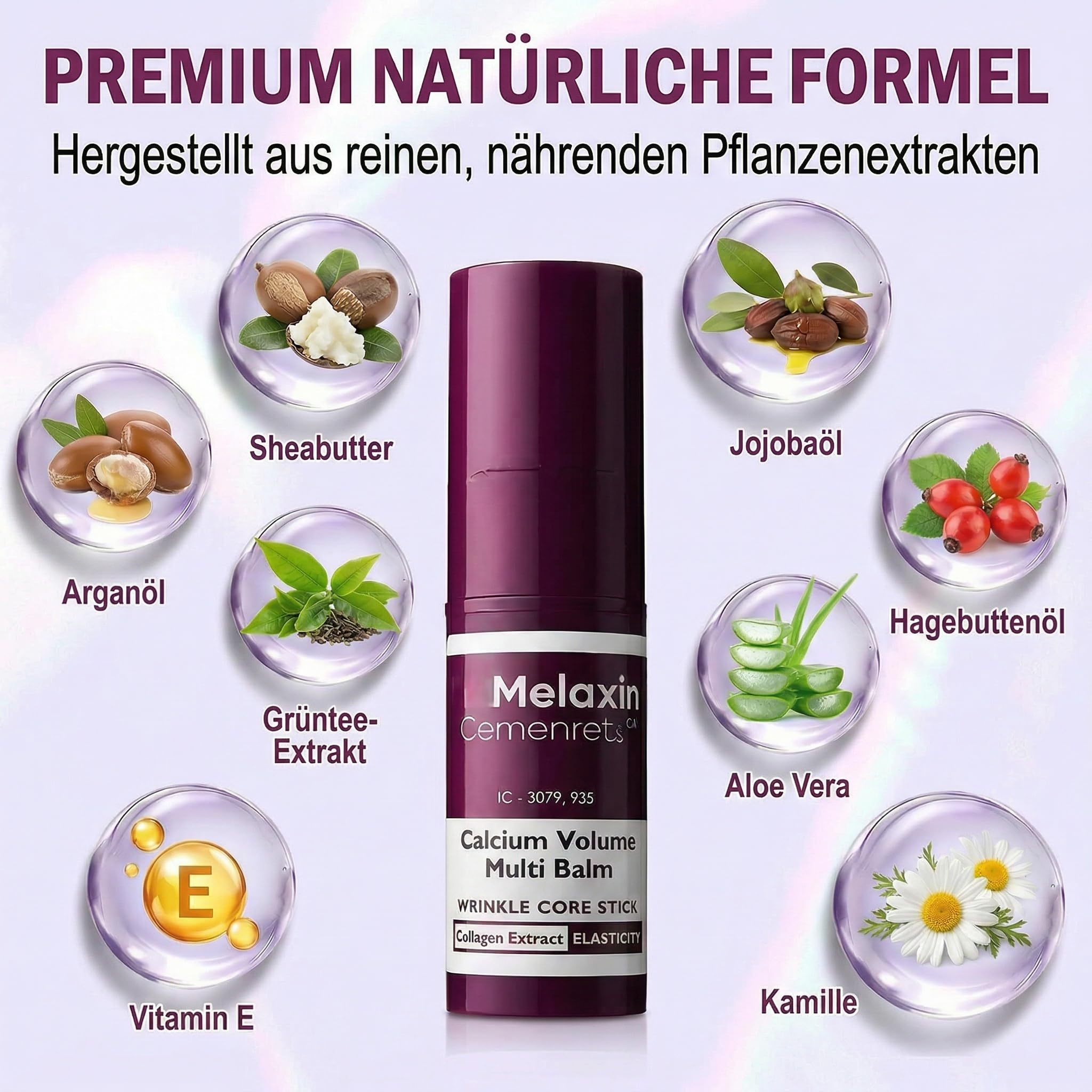 DrMelaxinn Calcium Balm Stick, Multi Balm Stick Anti-Falten Feuchtigkeitscreme mit Kalzium für Gesicht und Augenpartie