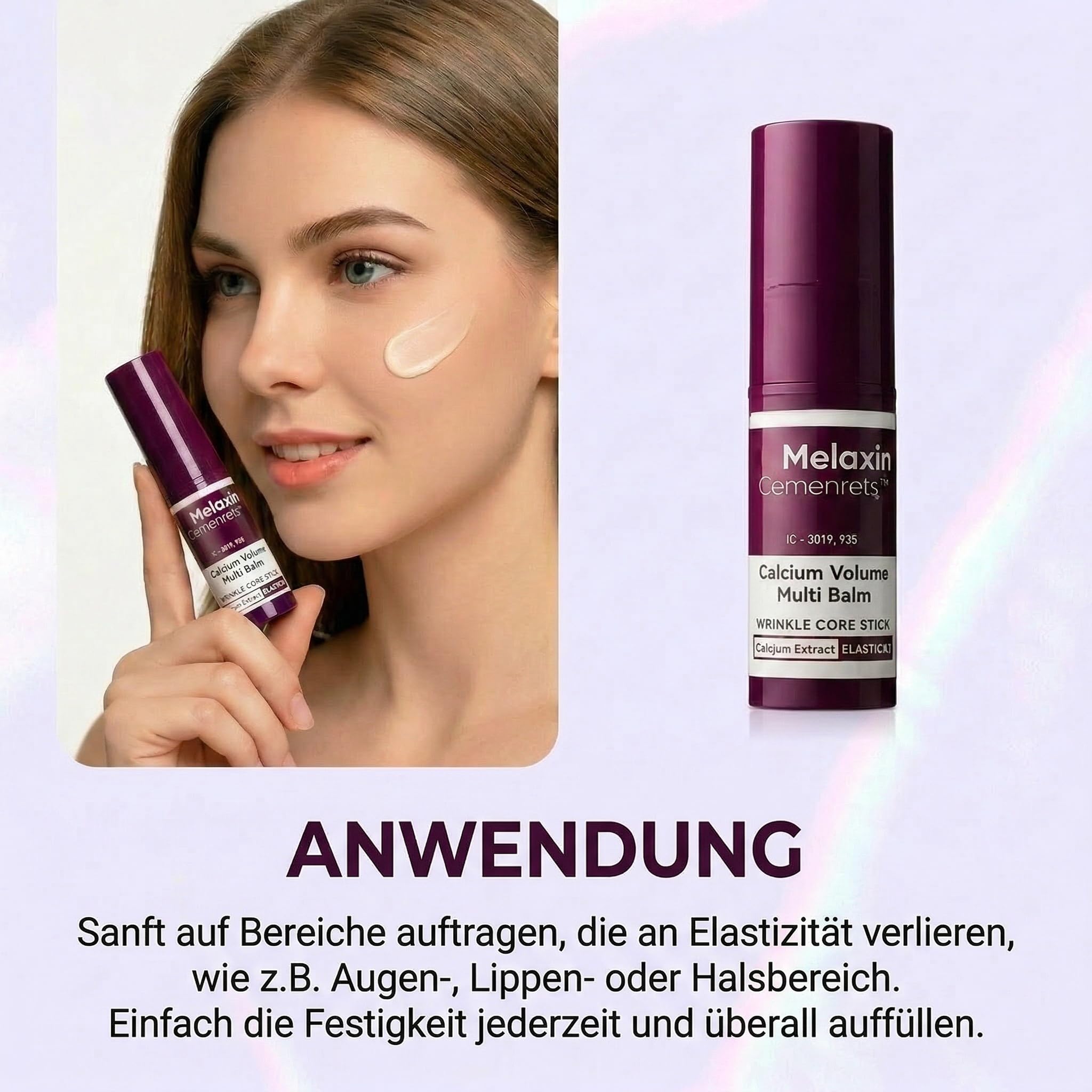 DrMelaxinn Calcium Balm Stick, Multi Balm Stick Anti-Falten Feuchtigkeitscreme mit Kalzium für Gesicht und Augenpartie