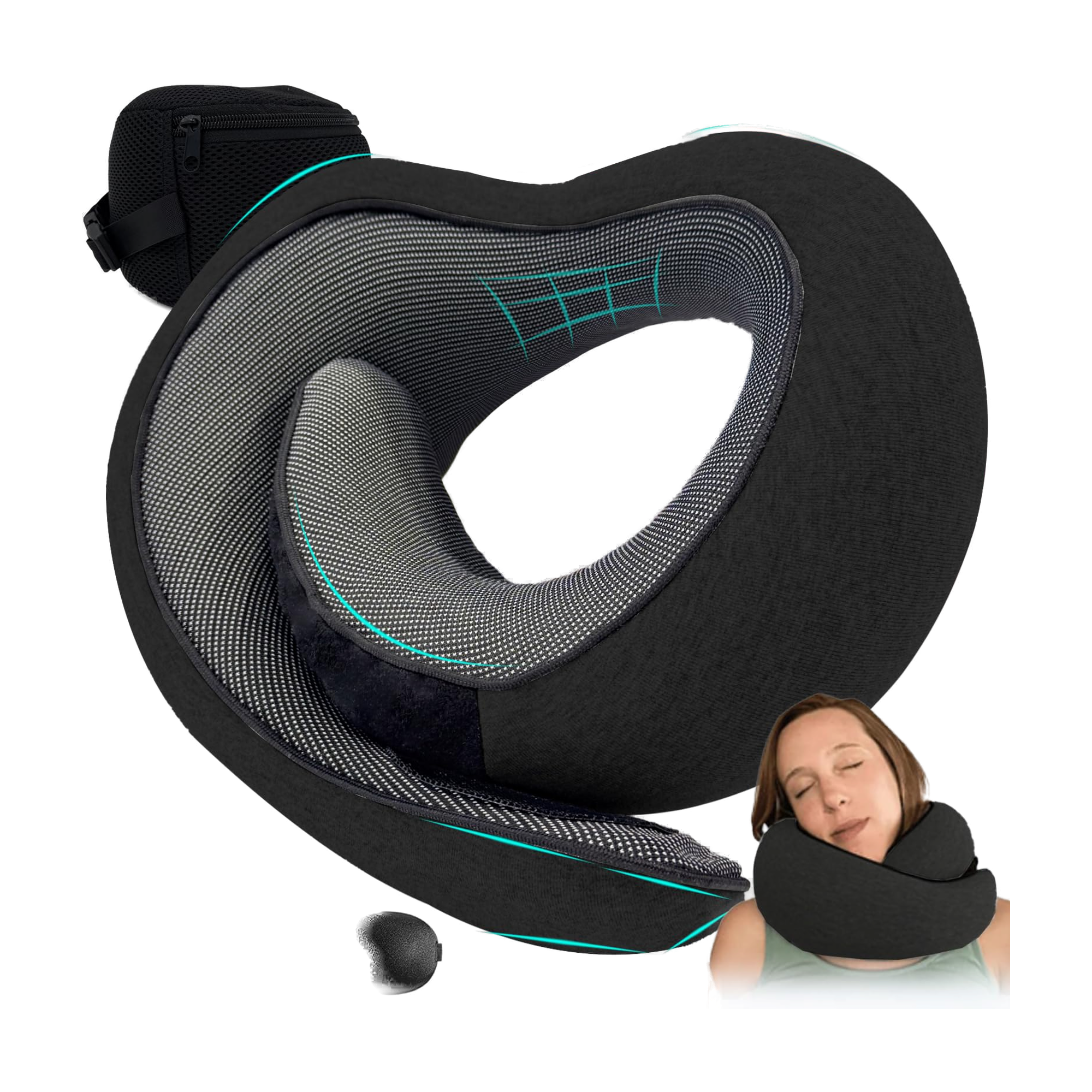 voyfu Nackenkissen Flugzeug Memory Foam Reisekissen, Ergonomisches Nackenhörnchen für Schlafen im Flugzeug, Auto & Zug, 