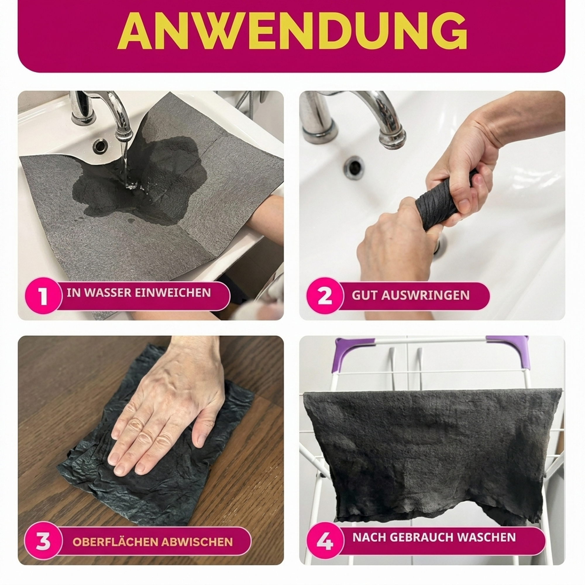 voyfu Magische Reinigungstücher 10er Set, 30 x 40 cm, verdickte Mikrofasertücher fusselfrei, saugstarke Putztücher für F