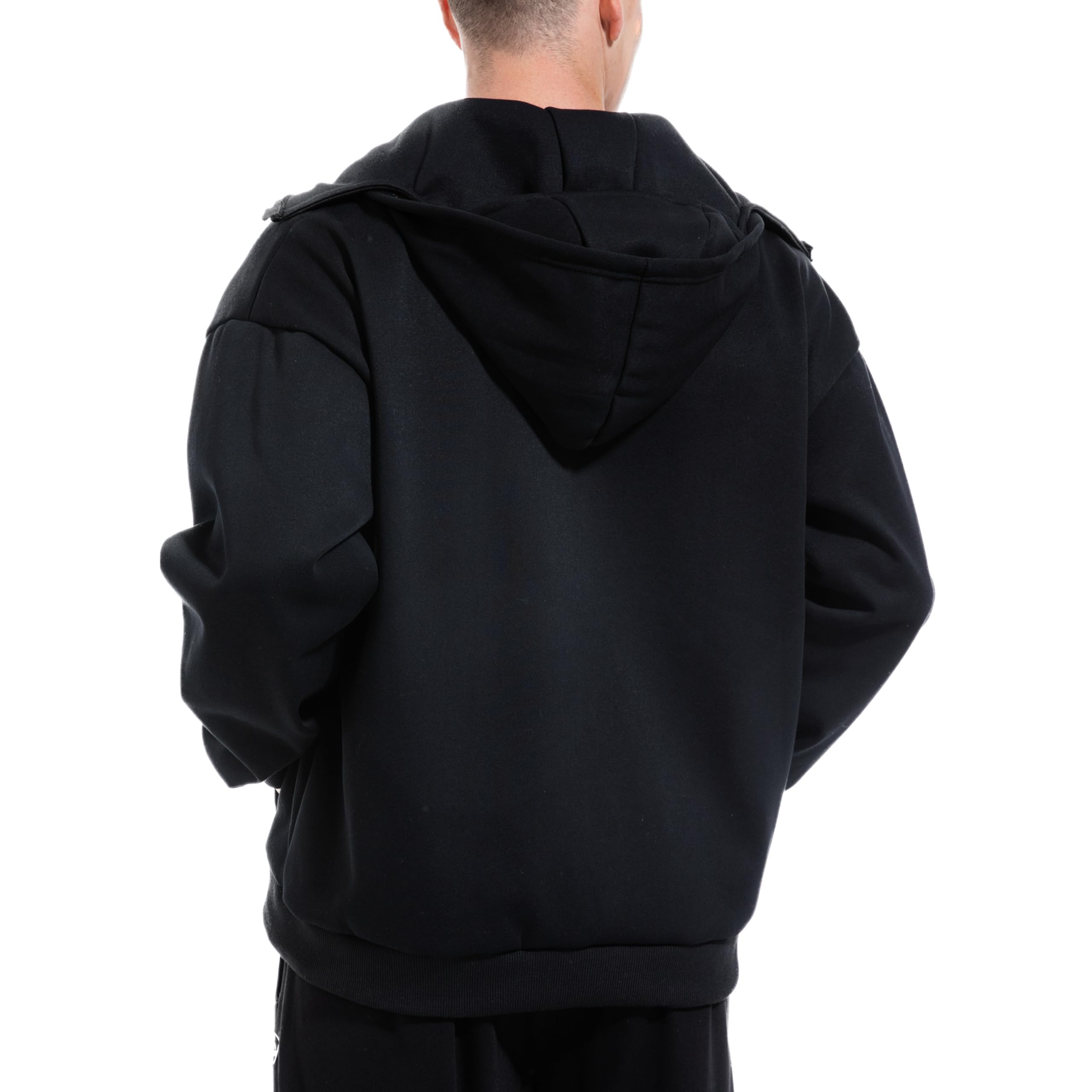 Men's Balaclava Hoodie Winter Double Layer Hooded Sweatshirt with zipper, Fleece-Lined Hip-Hop Hoodie