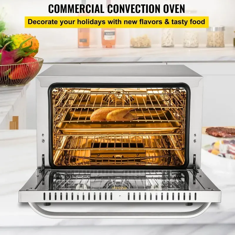 Horno Eléctrico de Convección de 66 L, 1800 W, con 4 Niveles y Puerta de Vidrio