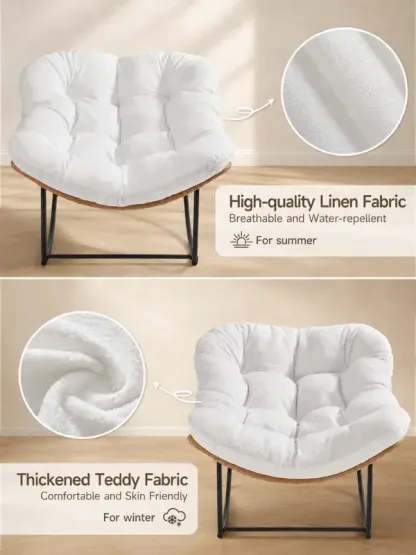 Sillón Mecedor Papasan de Ratán con Cojín Acolchado
