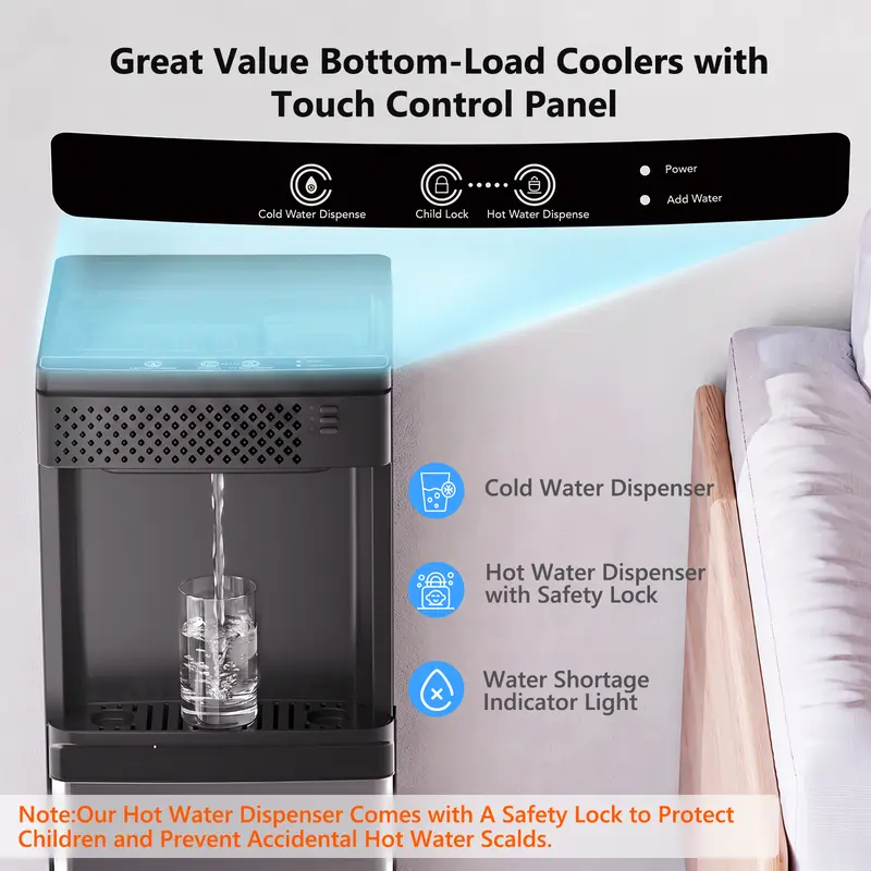 Dispensador de Agua 4 en 1 con Máquina de Hielo, Agua Fría y Caliente, Carga Inferior, para Garrafones de 10 L y 20 L
