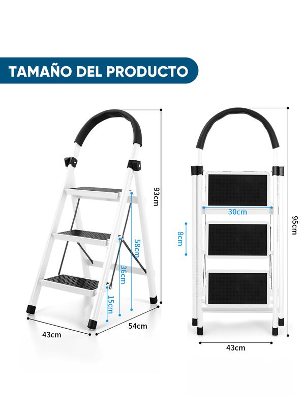 Escalera De Acero Tubular Tipo Tijera Plegable 3 Escalones