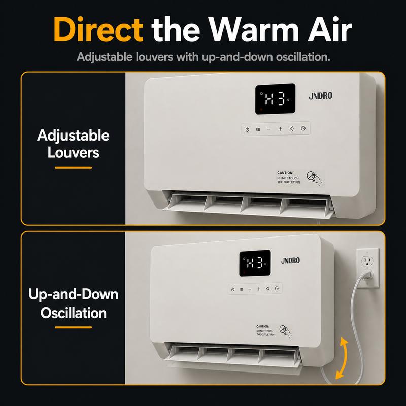 Calefactor de pared inteligente, calefactor eléctrico de 1500 W de calentamiento rápido para interiores, panel calefactor de pared con modos de oscilación, temporizador de 24 horas y protección contra sobrecalentamiento; sistema de calefacción ajustable p