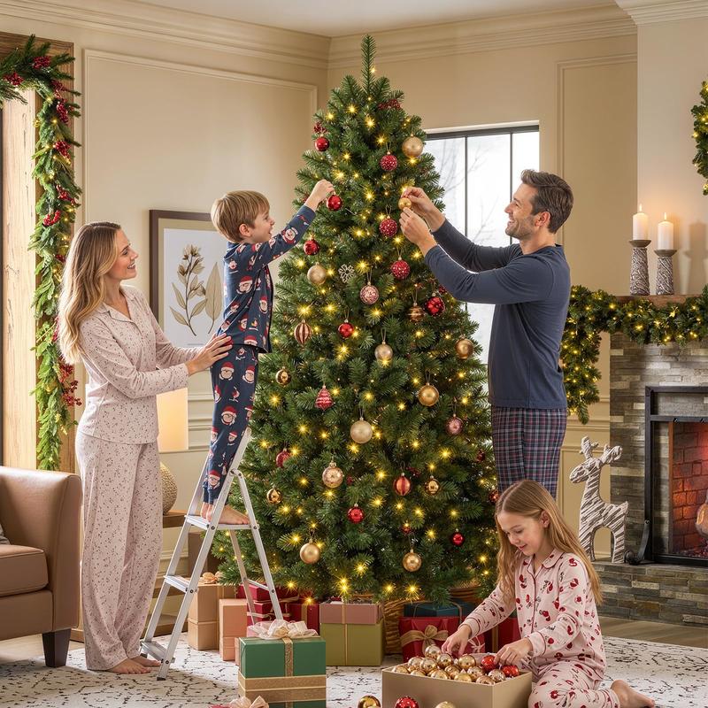 【En oferta】Árbol de Navidad SHareconn (disponible en 4, 6 y 7,5 pies) con luces centelleantes preinstaladas, ramas articuladas plegables y puntas de PVC; diseño irregular para decoración navideña de suelo, con conexión a la red eléctrica (sin control remo