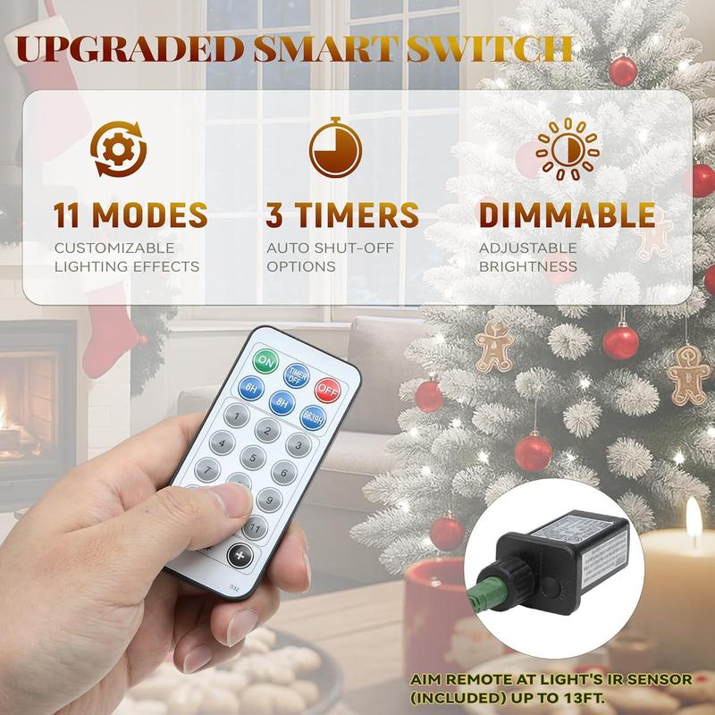 Árbol de Navidad cónico YITAHOME con efecto nieve y luces integradas: decoración navideña para interiores (disponible en 6, 7.5 y 9 pies) con luces LED, 11 modos de iluminación, control remoto inteligente, puntas de ramas, adornos y base plegable; ideal p