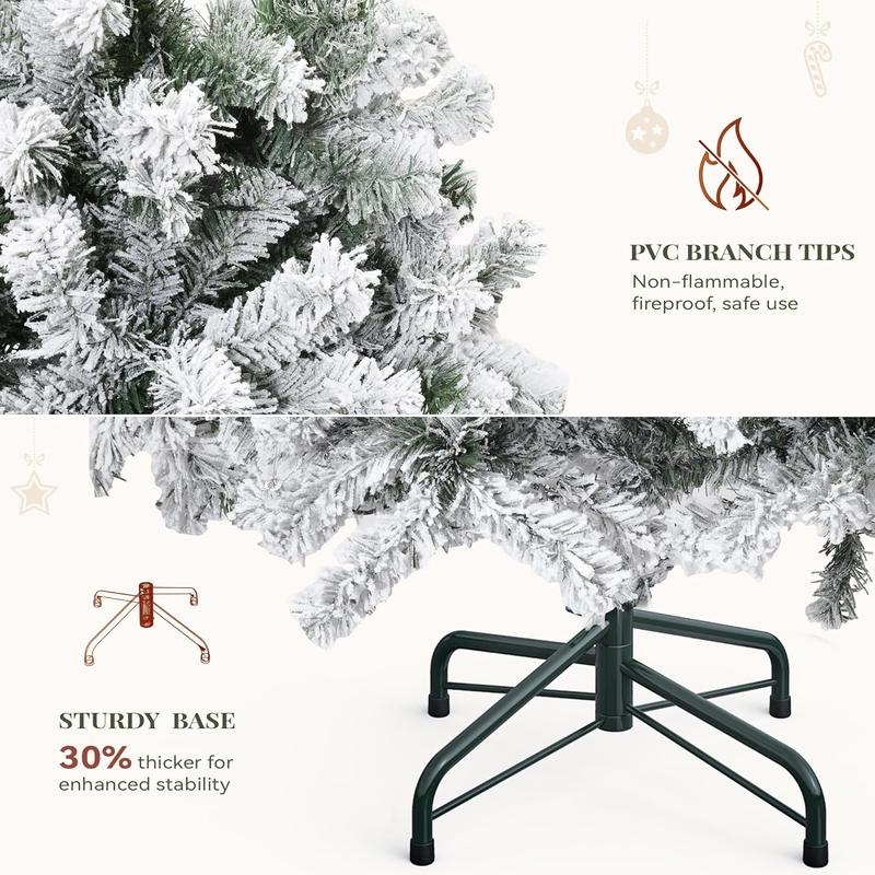 Árbol de Navidad cónico YITAHOME con efecto nieve y luces integradas: decoración navideña para interiores (disponible en 6, 7.5 y 9 pies) con luces LED, 11 modos de iluminación, control remoto inteligente, puntas de ramas, adornos y base plegable; ideal p