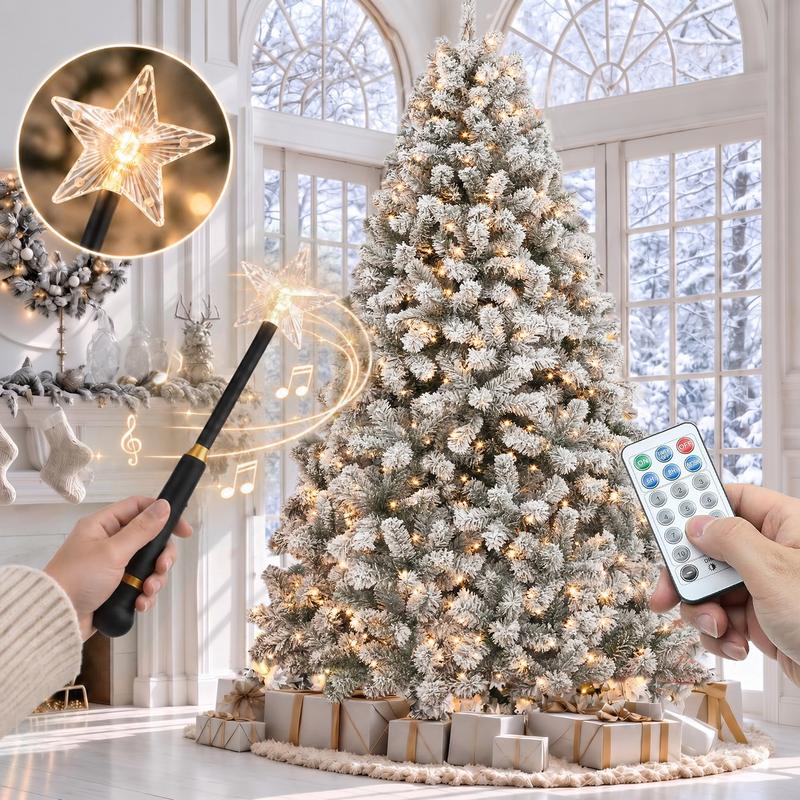 【11 modos de iluminación】Árbol de Navidad artificial preiluminado YITAHOME con control remoto; disponible en 4,5 / 6 / 7,5 / 9 pies (aprox. 137 / 183 / 229 / 274 cm); luces LED en blanco cálido y multicolor; ramas de PVC de gran frondosidad; fácil montaje