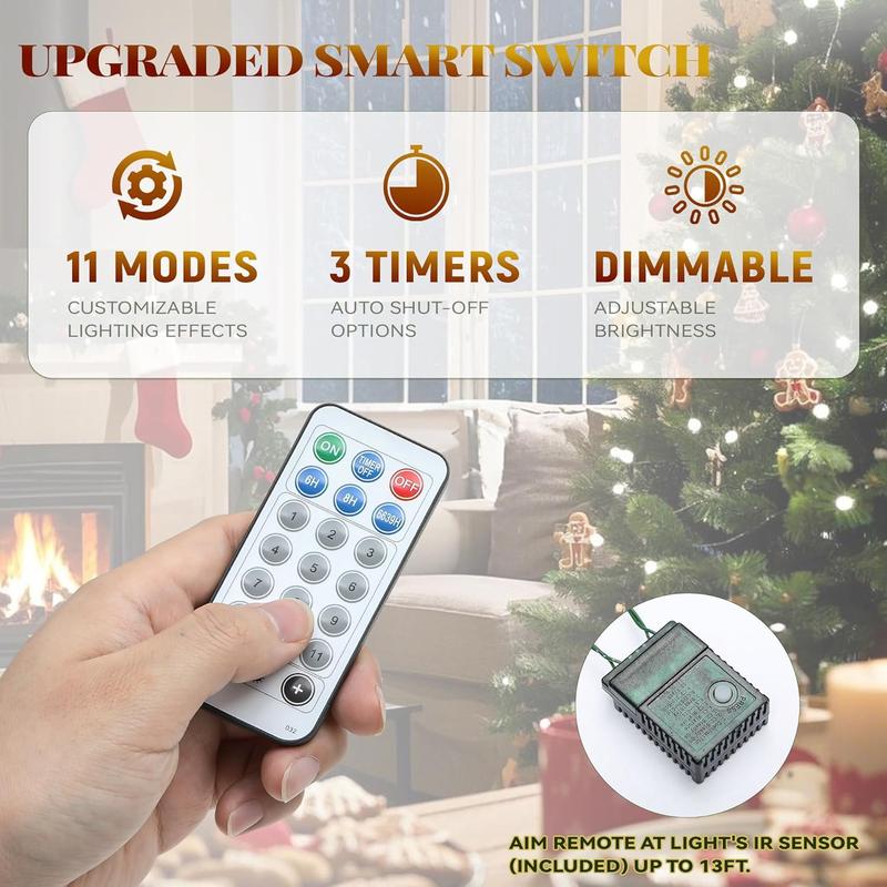 【11 modos de iluminación】Árbol de Navidad artificial preiluminado YITAHOME con control remoto; disponible en 4,5 / 6 / 7,5 / 9 pies (aprox. 137 / 183 / 229 / 274 cm); luces LED en blanco cálido y multicolor; ramas de PVC de gran frondosidad; fácil montaje