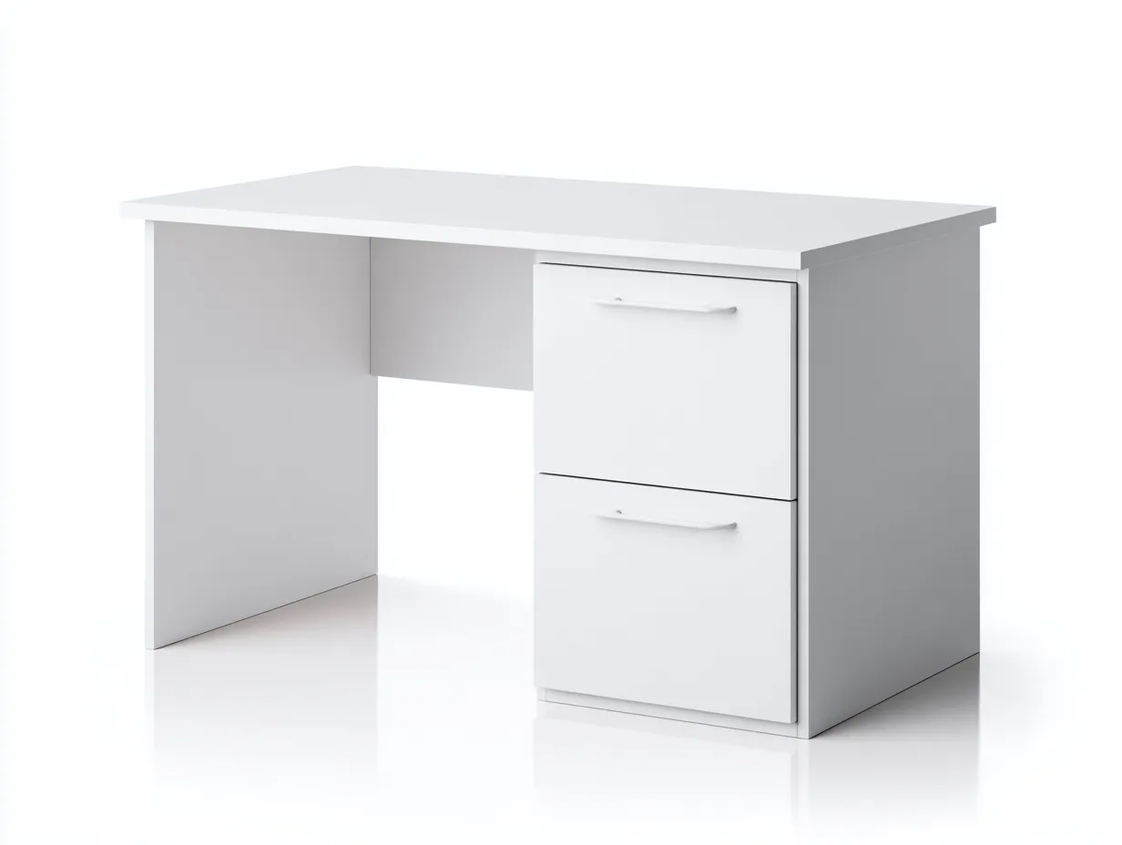 Mesa de oficina 160×80×75 cm – metal y melamina blanco y gris – diseño minimalista-Midorianest