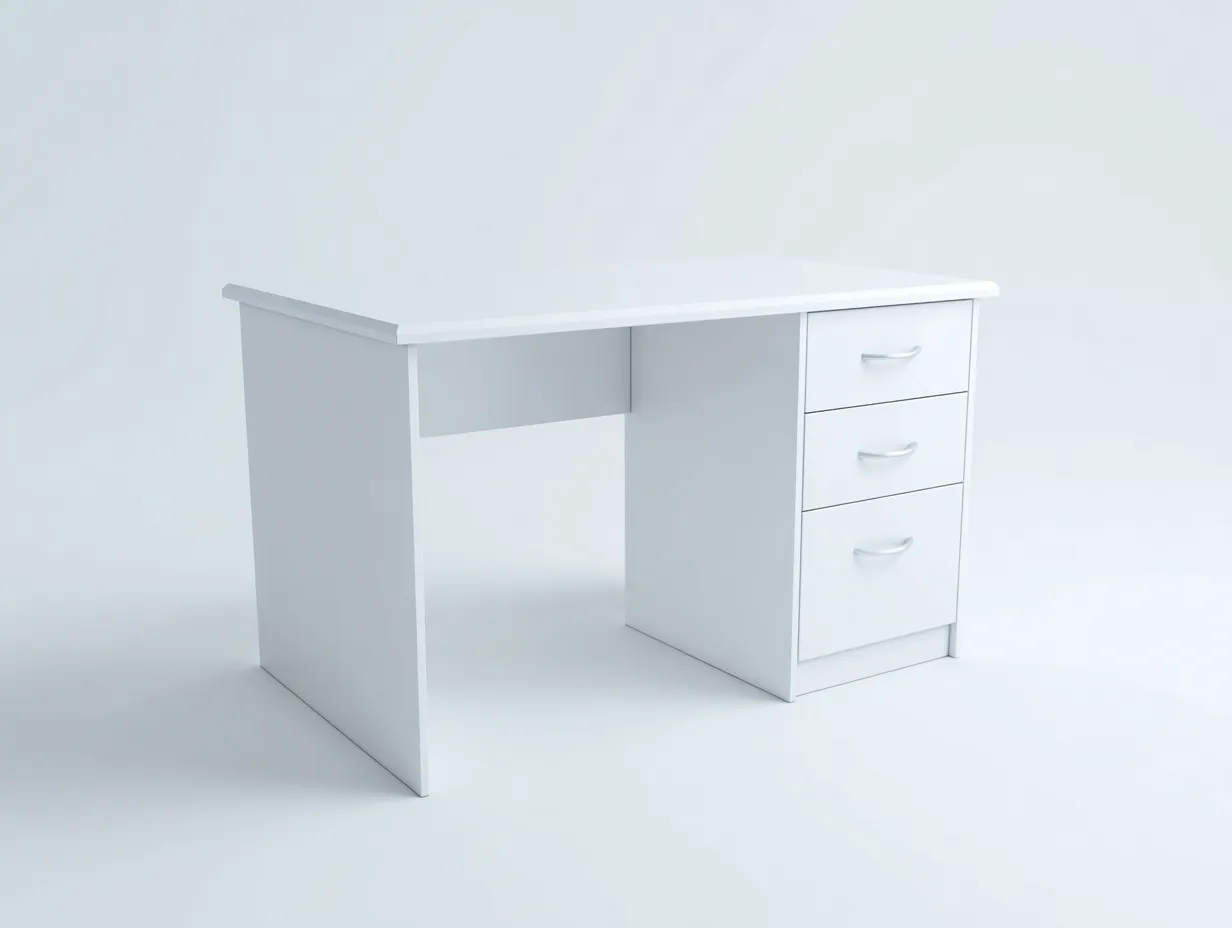 Mesa de oficina 160×80×75 cm - madera y metal blanco - diseño minimalista-Midorianest