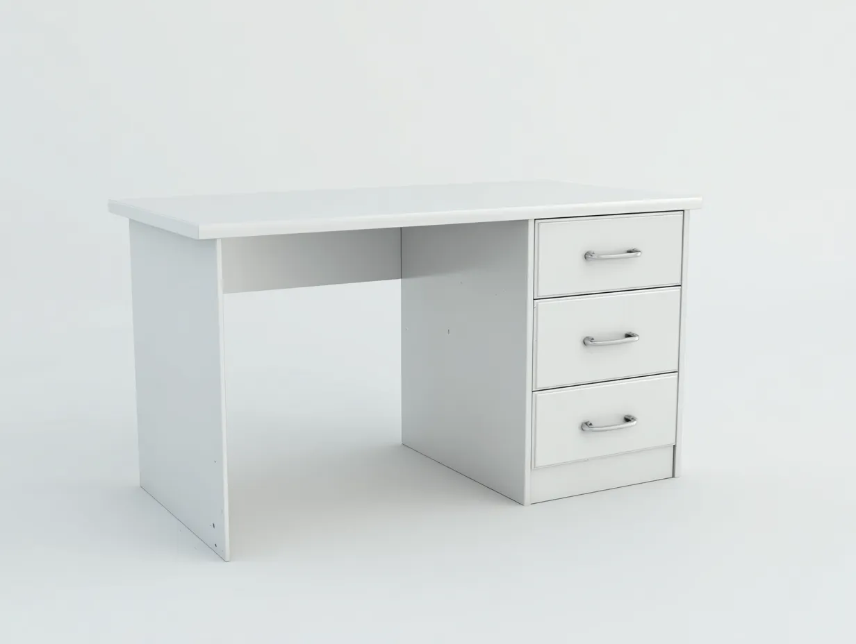 Mesa de oficina de metal 140×70×75 cm - blanca - estilo minimalista-Midorianest