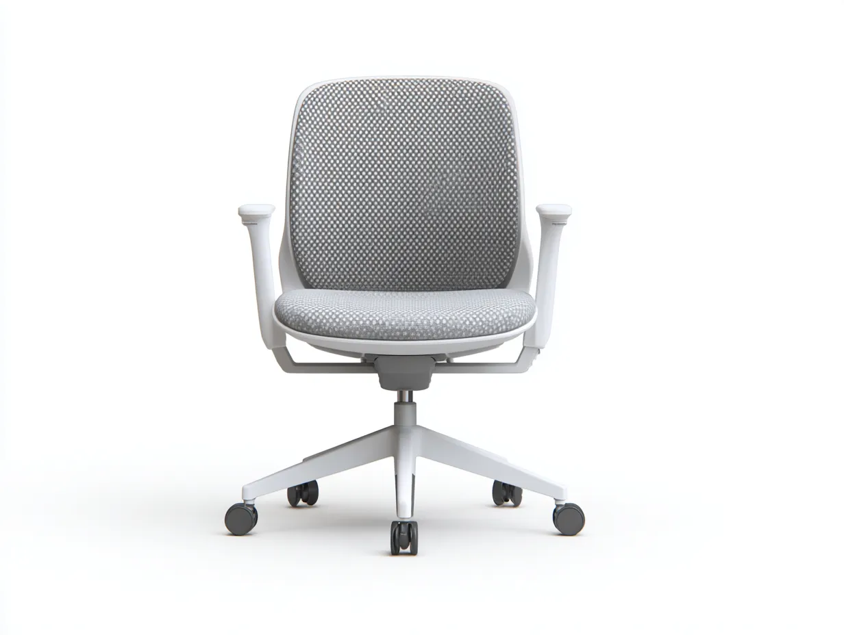 Silla de oficina 65×65×95 cm – tela gris y estructura blanca – diseño ergonómico moderno-Midorianest