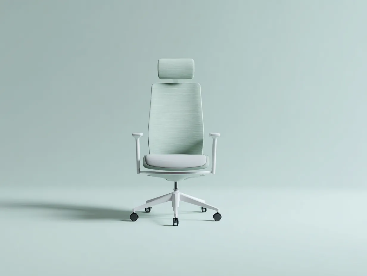 Silla de oficina 68×68×118 cm – tejido verde claro y estructura blanca – diseño ergonómico moderno-Midorianest