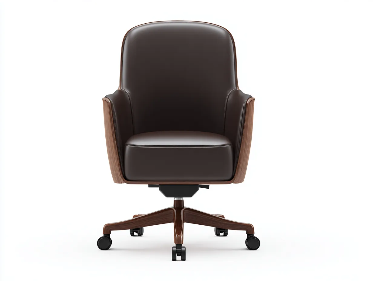 Silla de oficina tapizada 65×68×110 cm - marrón claro y plata - giratoria con ruedas-Midorianest