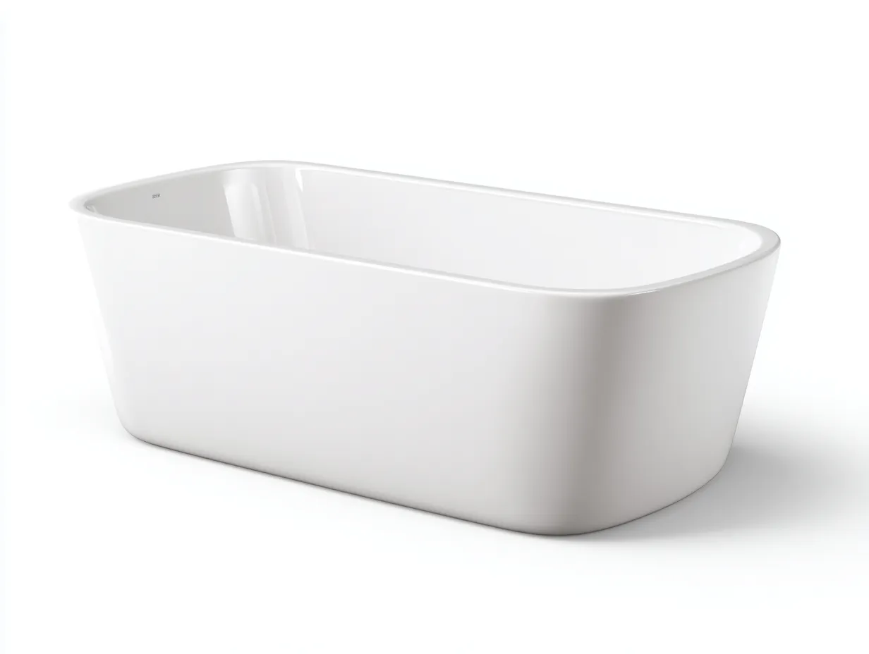 Bañera exenta acrílica 170×75×58 cm - blanca - de líneas suaves-Midorianest