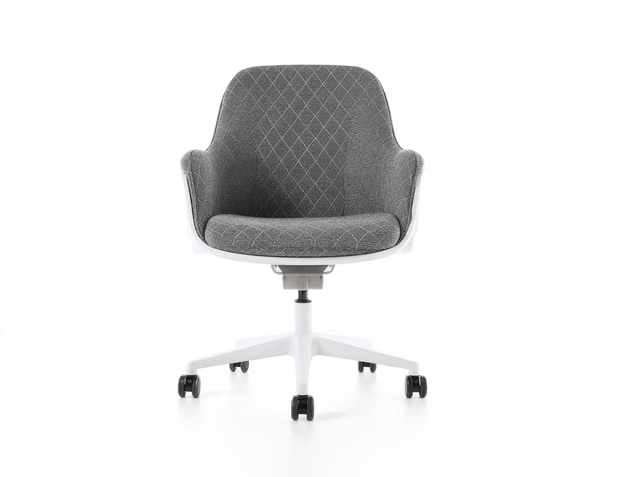 Silla de oficina tapizada 62×64×92 cm - gris y blanco - giratoria con ruedas-Midorianest