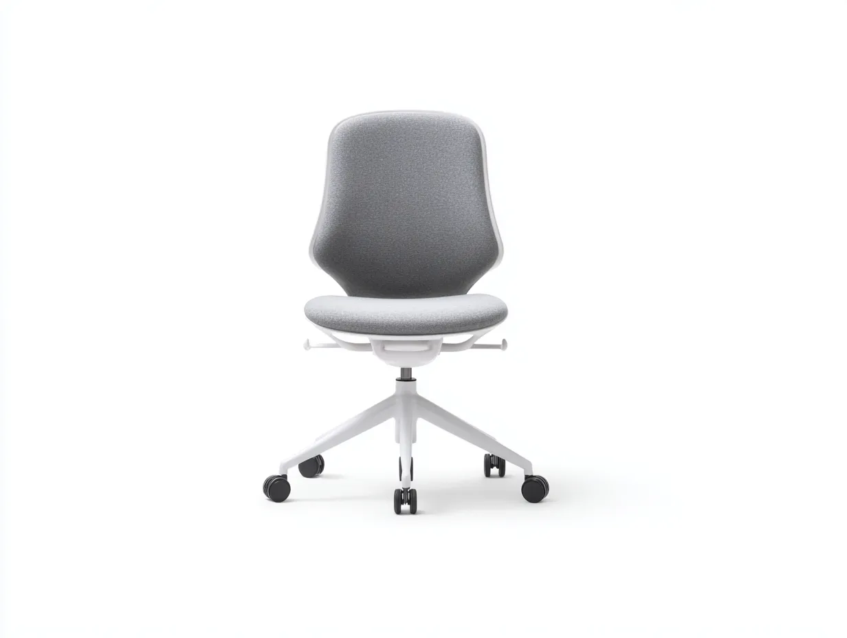Silla de oficina tapizada 58×60×94 cm - gris y blanco - giratoria con ruedas-Midorianest