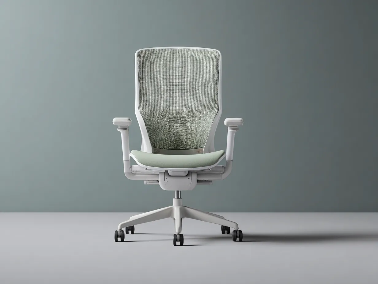 Silla de oficina ergonómica 66×68×104 cm - verde claro y blanco - giratoria con ruedas-Midorianest