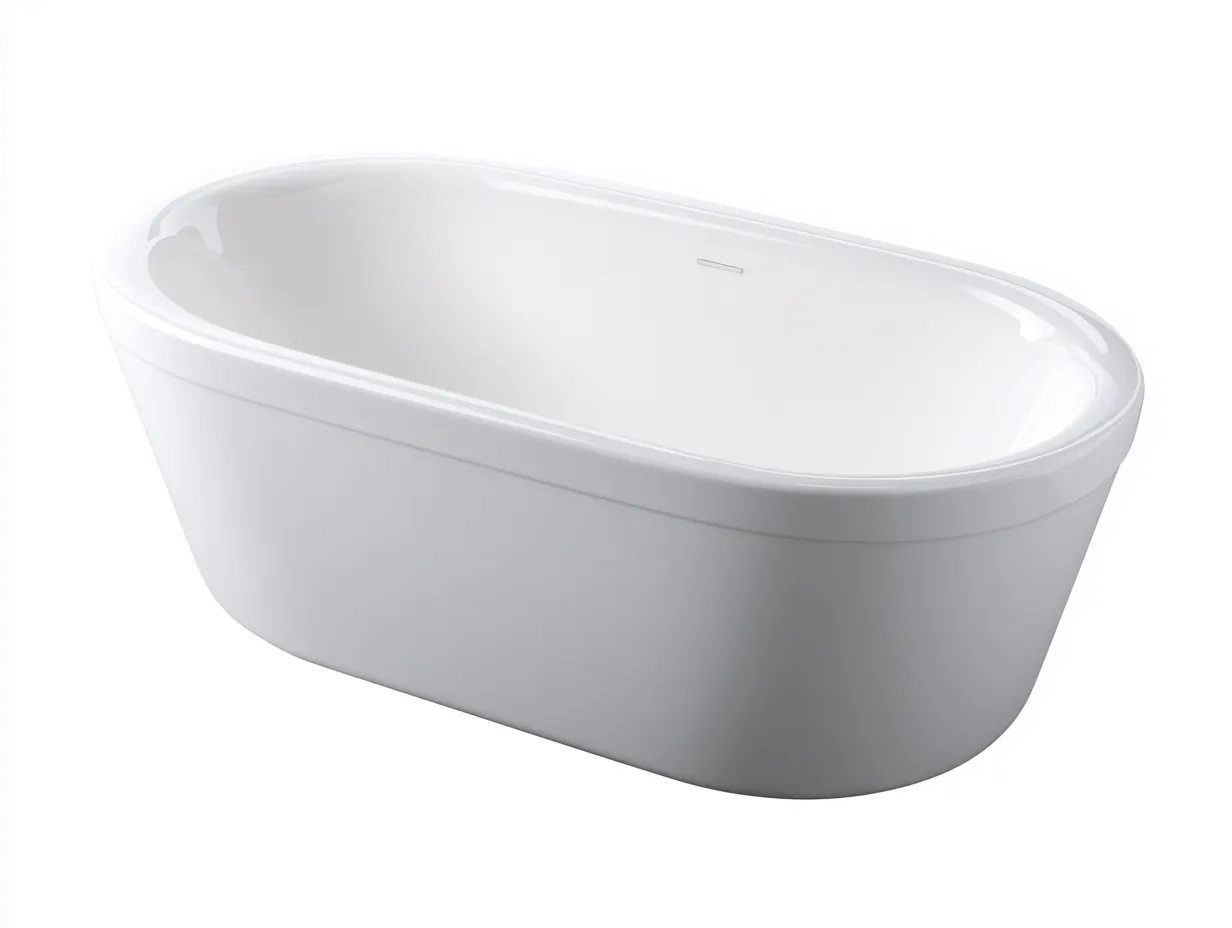 Bañera 170×80×60 cm - acrílico blanco - diseño ovalado independiente-Midorianest