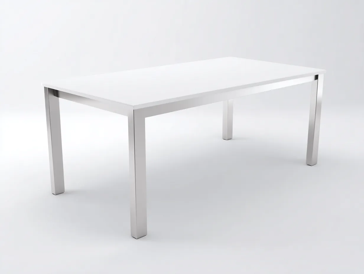 Mesa de oficina 180×90×75 cm – acabado blanco y estructura metálica gris – diseño contemporáneo-Midorianest