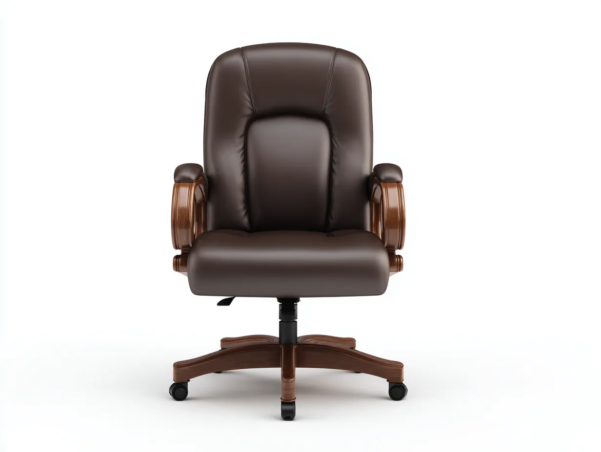 Silla de oficina 64×67×103 cm - piel sintética marrón claro - giratoria regulable-Midorianest