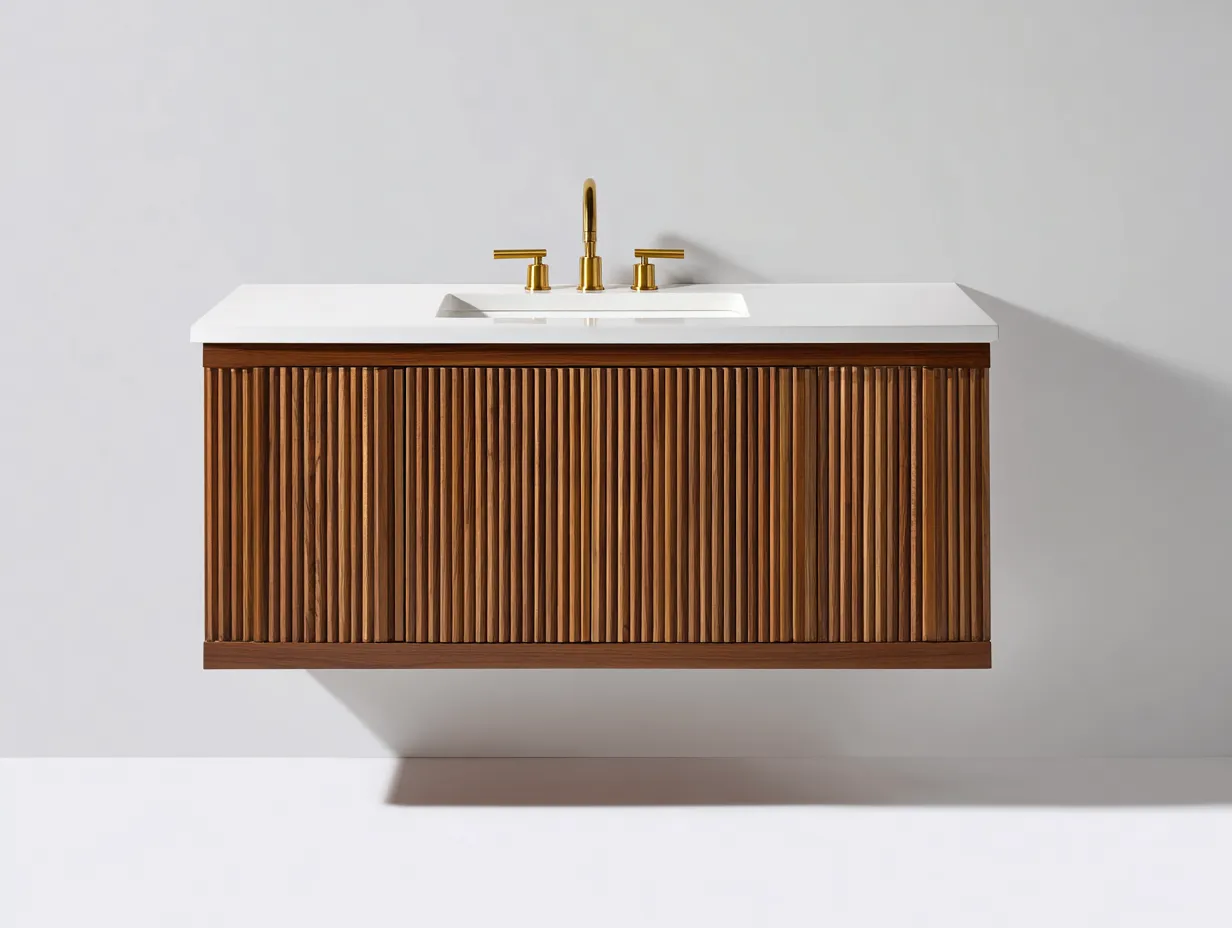 Mueble lavabo de baño 120×50×75 cm – nogal blanco – diseño minimalista-Midorianest