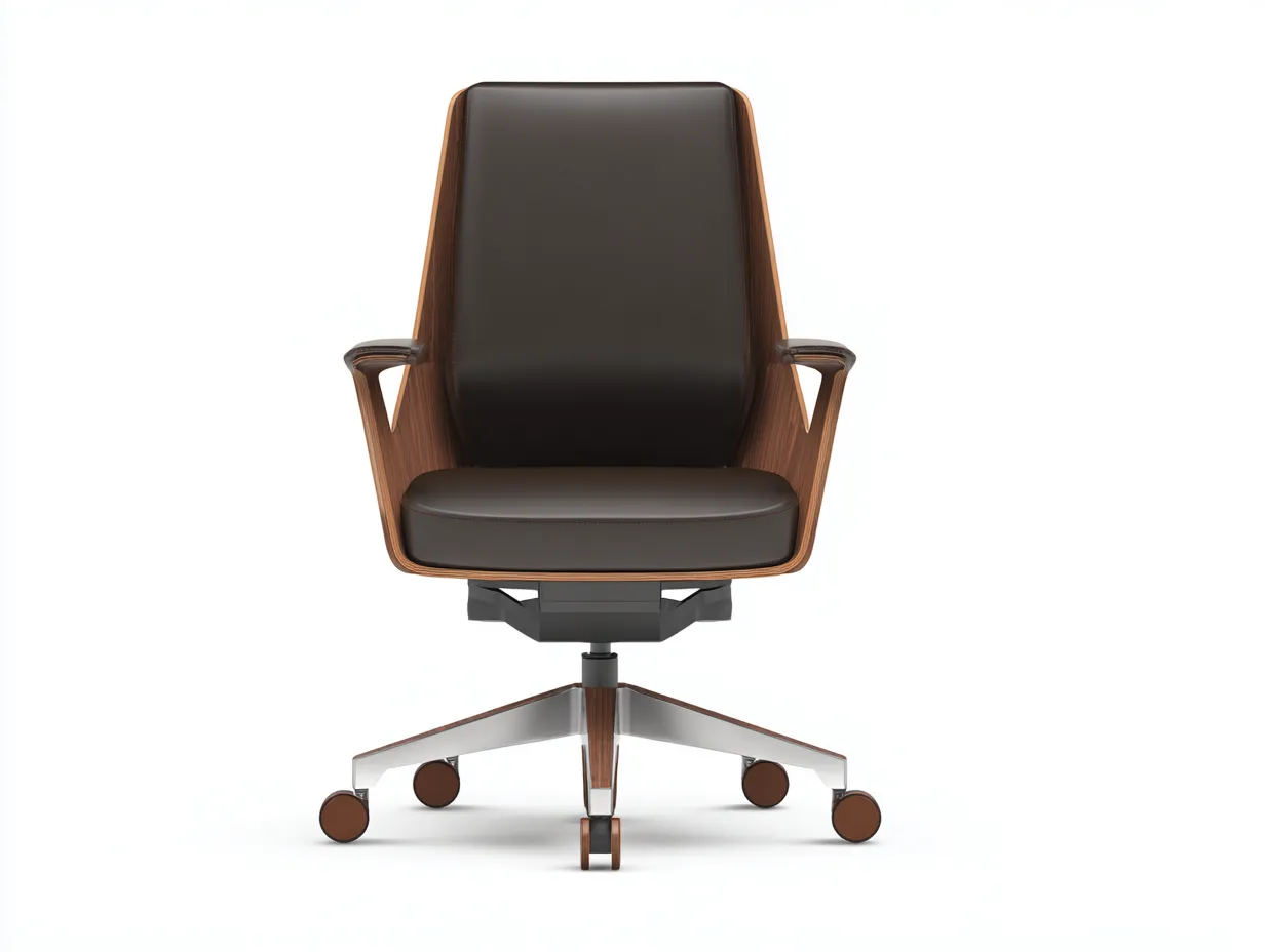 Silla de oficina 62×64×96 cm - piel sintética marrón - diseño moderno giratorio-Midorianest