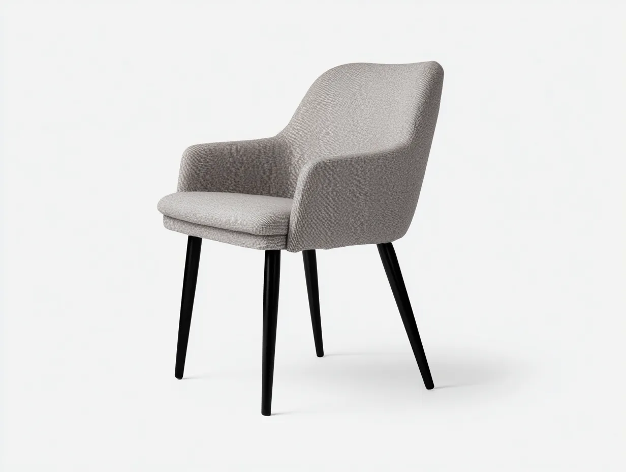 Silla de comedor 58×60×82 cm - tela gris - estructura negra - diseño moderno para sala de estar-Rovexvastudio