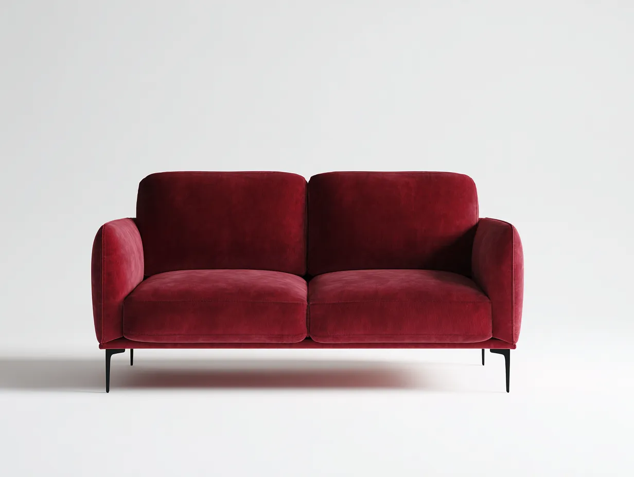 Sofá de 2 plazas 82×180×88 cm – rojo oscuro – tapizado de terciopelo estilo moderno-Rovexvastudio