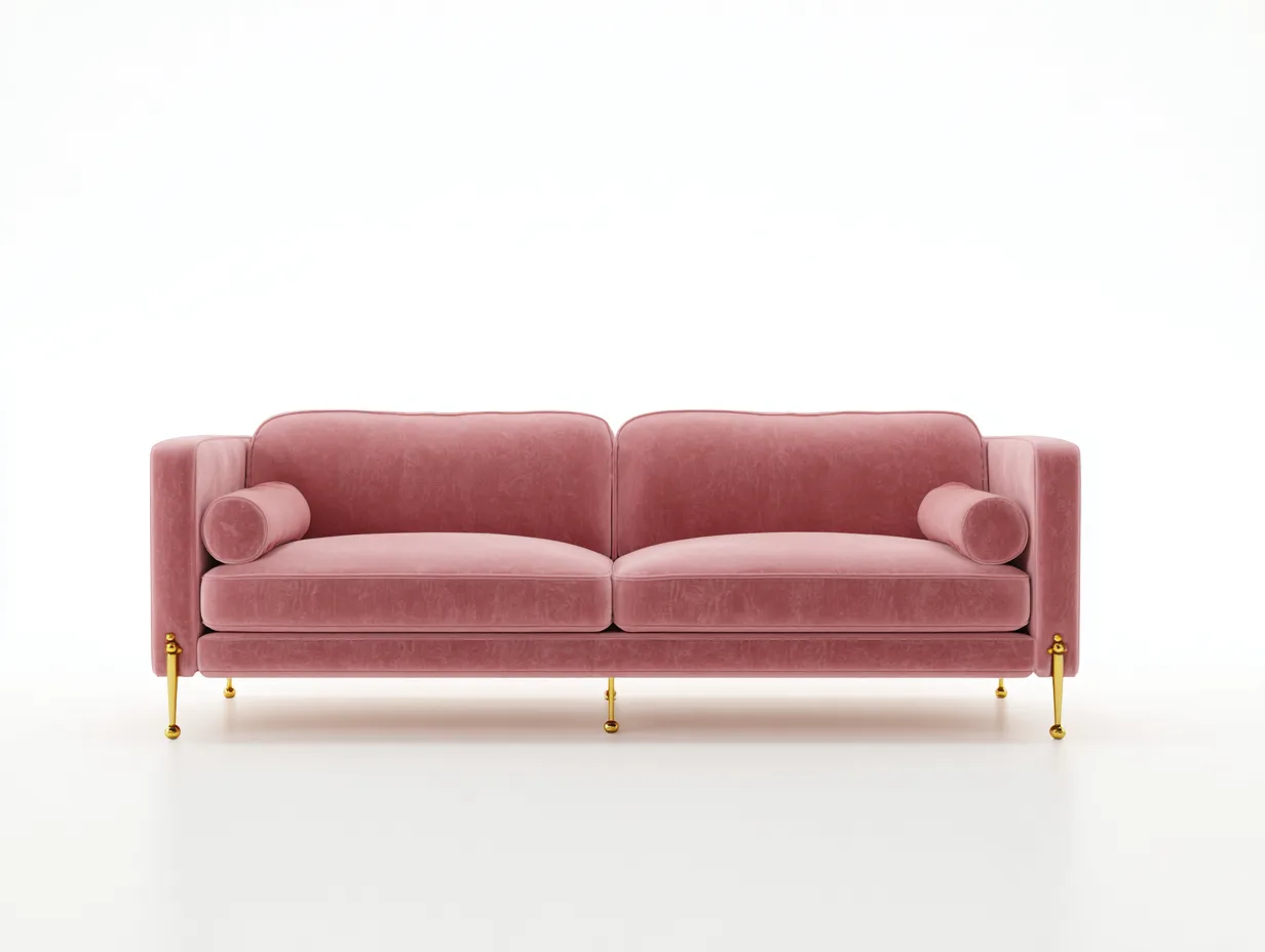 Sofá de 2 plazas 190×85×82 cm - terciopelo rosa - diseño elegante para sala de estar-Rovexvastudio