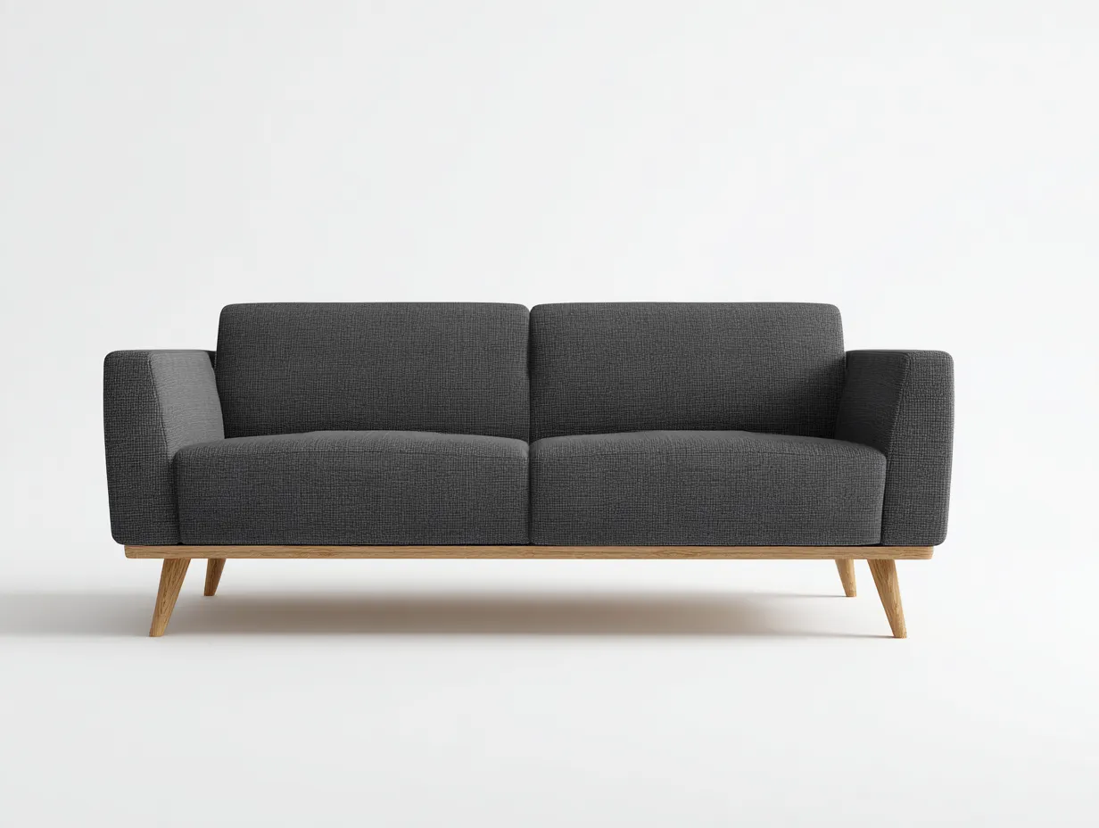 Sofá de 2 plazas tapizado 172×84×79 cm - gris oscuro y roble - diseño nórdico para sala de estar-Rovexvastudio