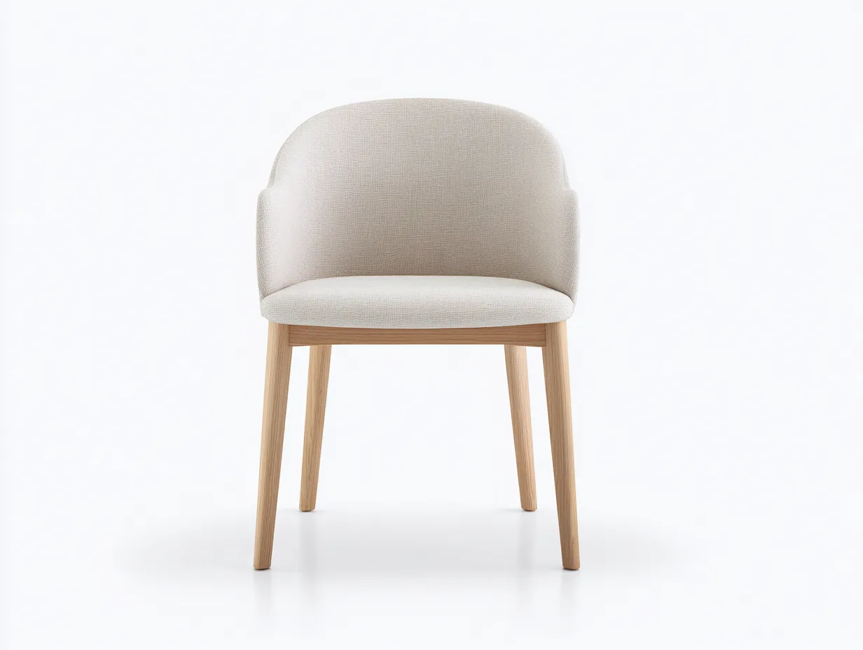 Silla de comedor 55×58×82 cm - tela beige y madera - estilo moderno para sala de estar-Rovexvastudio