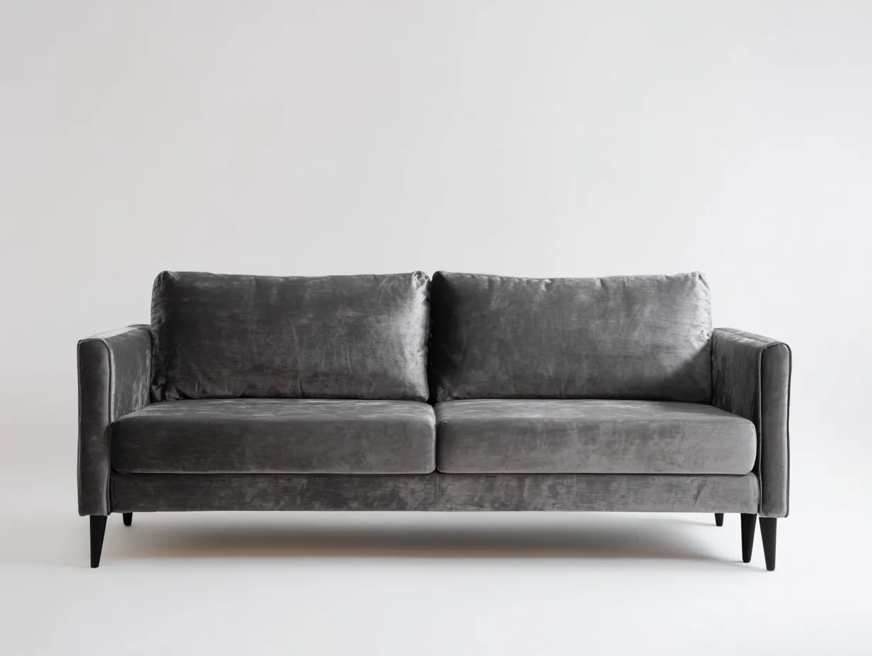 Sofá de 2 plazas 200×90×85 cm - terciopelo gris - diseño moderno para sala de estar-Rovexvastudio