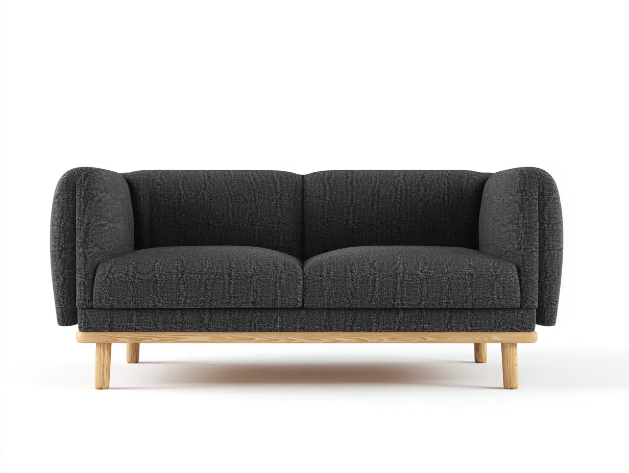 Sofá de 2 plazas 170×78×78 cm - tela gris oscuro y madera - diseño moderno para sala de estar-Rovexvastudio