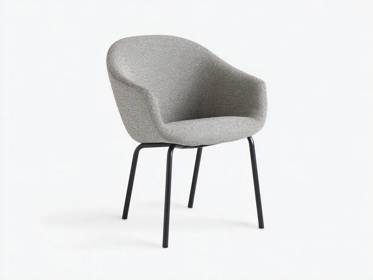 Silla de comedor 62×60×80 cm - tela beige - estructura negra - estilo contemporáneo para sala de estar-Rovexvastudio