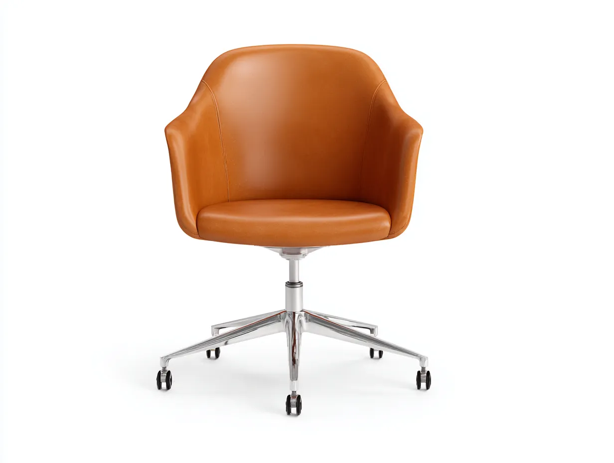 Silla de oficina de piel sintética 64×62×88 cm - naranja y plateado - giratoria regulable para oficina-Rovexvastudio