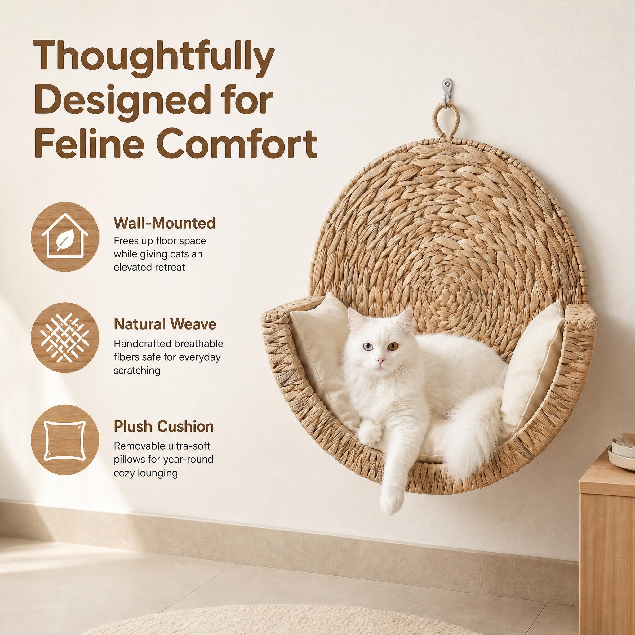 Pawmiso Foldable Cat House with Scratch Pad & Fluffy Ball