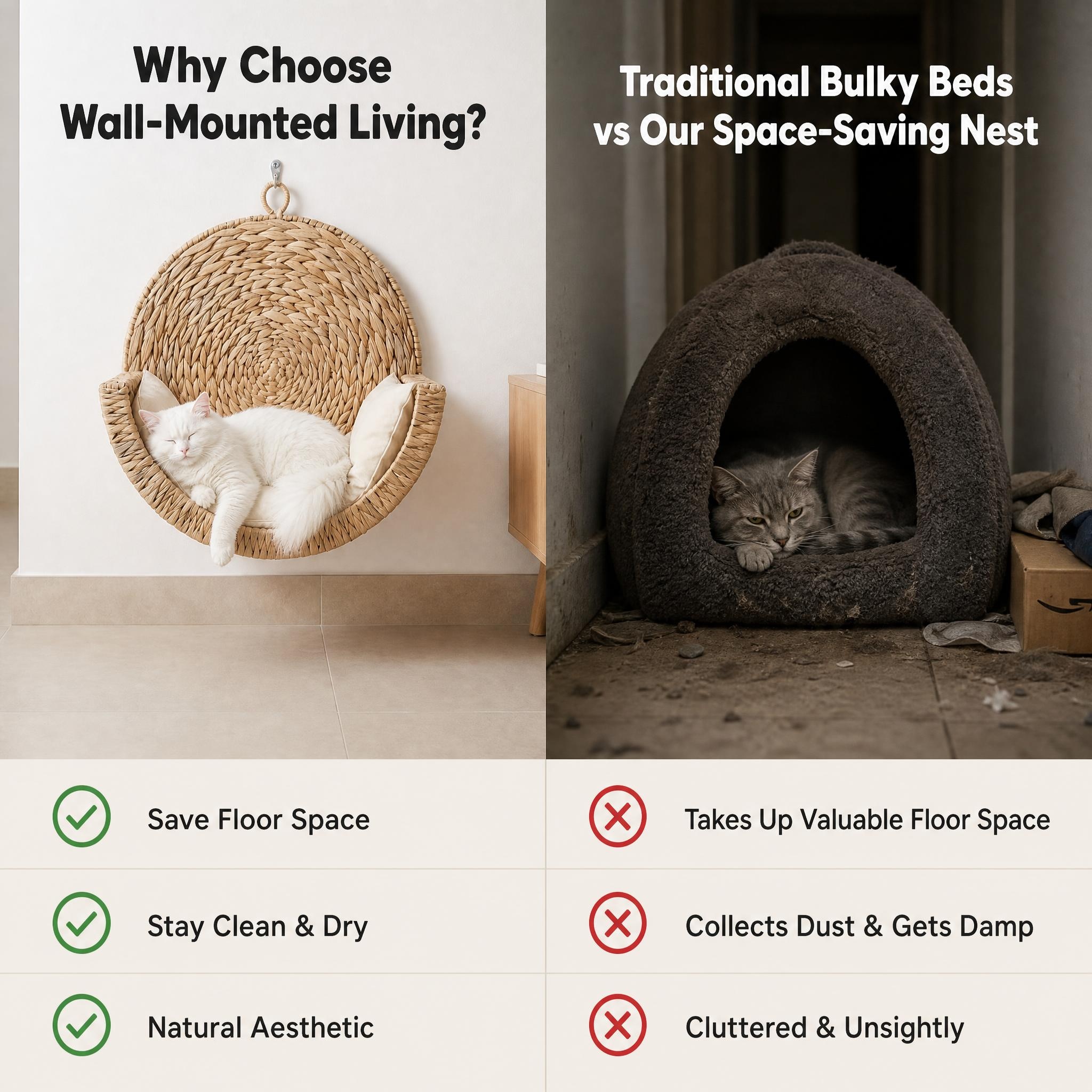 Pawmiso Foldable Cat House with Scratch Pad & Fluffy Ball